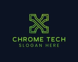 Green Tech Letter X logo design