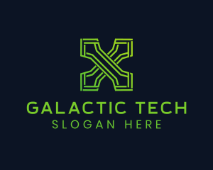 Green Tech Letter X logo
