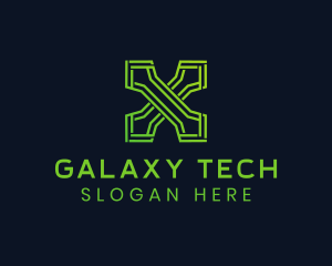 Green Tech Letter X logo