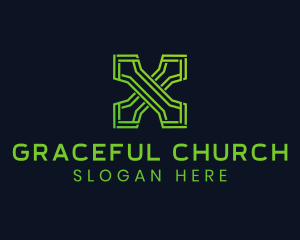 Green Tech Letter X logo