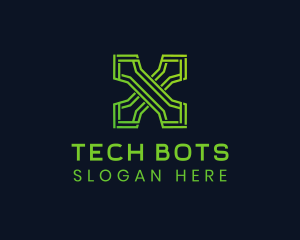 Green Tech Letter X logo