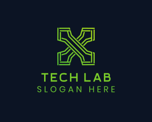 Green Tech Letter X logo design