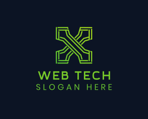 Green Tech Letter X logo design