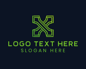 Sci Fi - Green Tech Letter X logo design