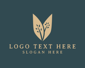 Branches - Tree Leaves Letter V logo design
