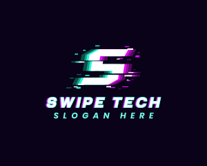 Game Glitch Letter S logo design