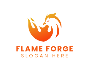 Flaming Chicken Restaurant logo design