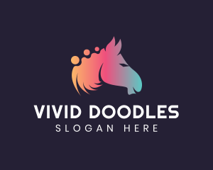 Gradient Horse Pony logo design