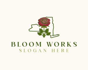 New York Rose Flower logo design