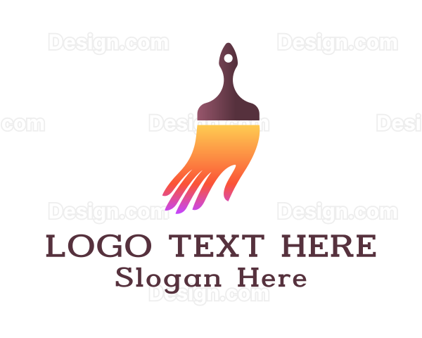 Gradient Paintbrush Hand Logo