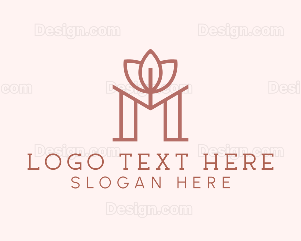 Floral Lotus Letter M Logo