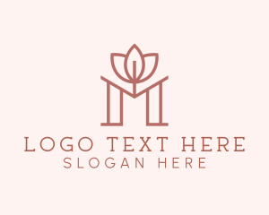 Floral Lotus Letter M logo