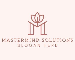 Floral Lotus Letter M logo design