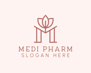 Floral Lotus Letter M logo design