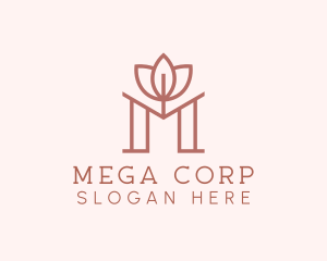 Floral Lotus Letter M logo design