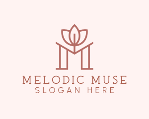 Floral Lotus Letter M logo design