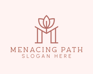 Floral Lotus Letter M logo design