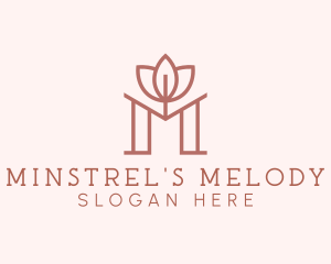 Floral Lotus Letter M logo design