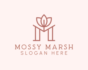 Floral Lotus Letter M logo design