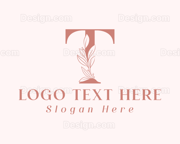 Elegant Leaves Letter T Logo