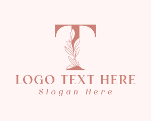 Elegant Leaves Letter T logo