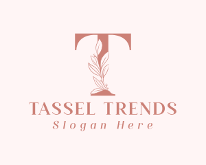 Elegant Leaves Letter T logo design