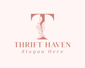 Elegant Leaves Letter T logo design