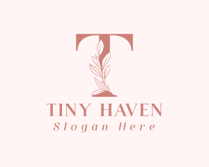 Elegant Leaves Letter T logo design