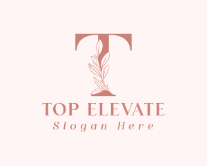 Elegant Leaves Letter T logo design