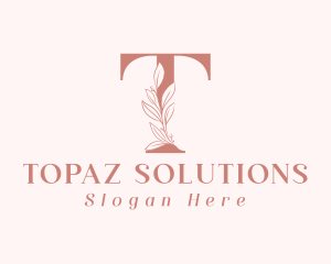 Elegant Leaves Letter T logo design