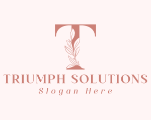 Elegant Leaves Letter T logo design