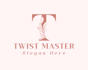 Elegant Leaves Letter T logo design