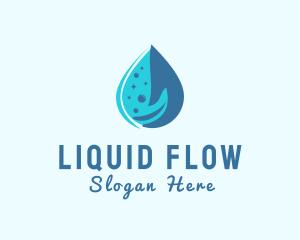 Water Droplet Hand logo design