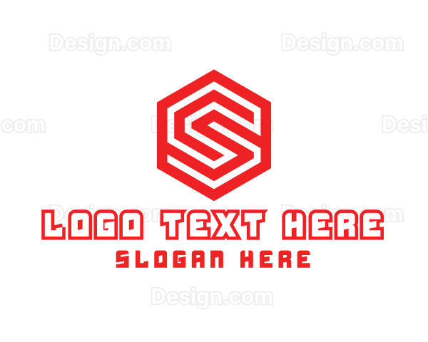 Maze Ploygon Hexagon Letter S Logo