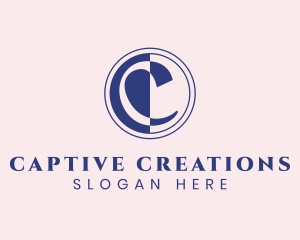 Blue Negative Space Letter C logo design