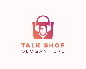 Headphone Mic Shopping Bag logo design