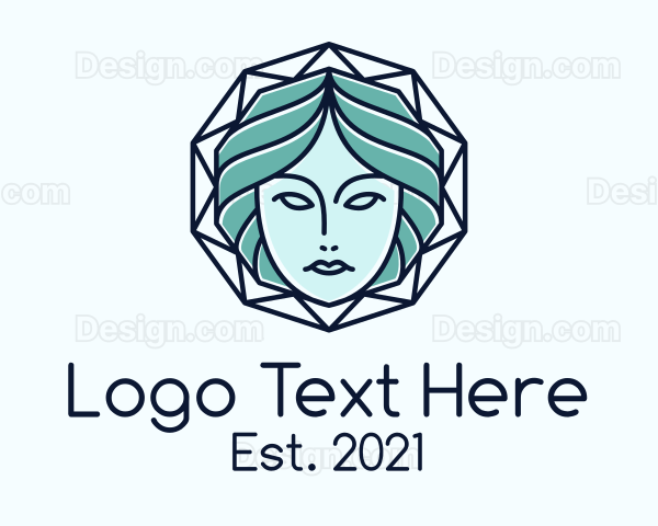 Blue Woman Geometric Logo