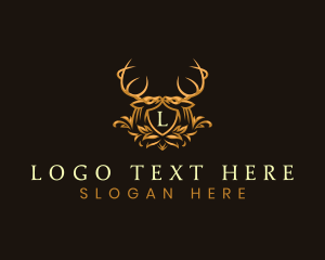 Noble - Deer Floral Shield logo design
