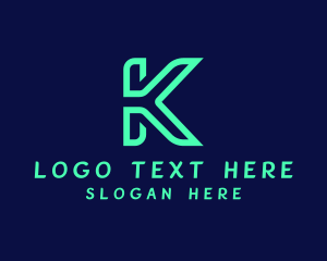 Green Tech Letter K logo design