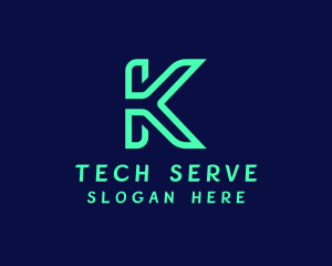 Green Tech Letter K logo