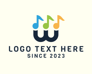 Rhythm - Musical Notes Letter W logo design