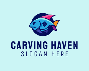 Colorful Marine Fish  logo design