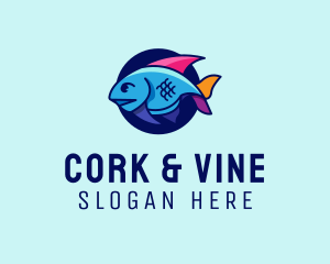 Colorful Marine Fish  logo design