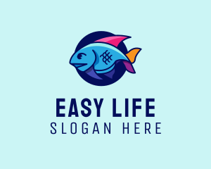 Colorful Marine Fish  logo design