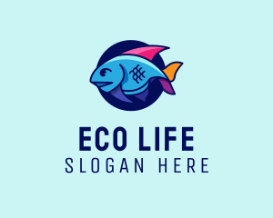 Colorful Marine Fish  logo design