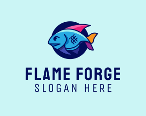 Colorful Marine Fish  logo design