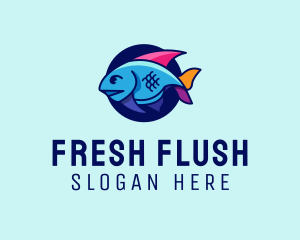 Colorful Marine Fish  logo design