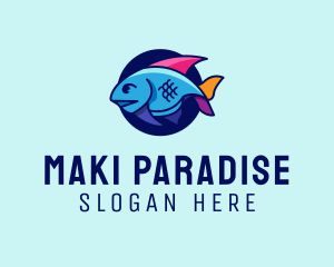 Colorful Marine Fish  logo design