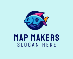 Colorful Marine Fish  logo design