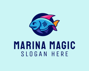 Colorful Marine Fish  logo design